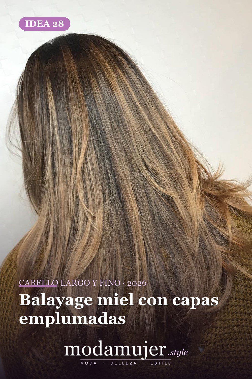 Balayage miel con capas emplumadas