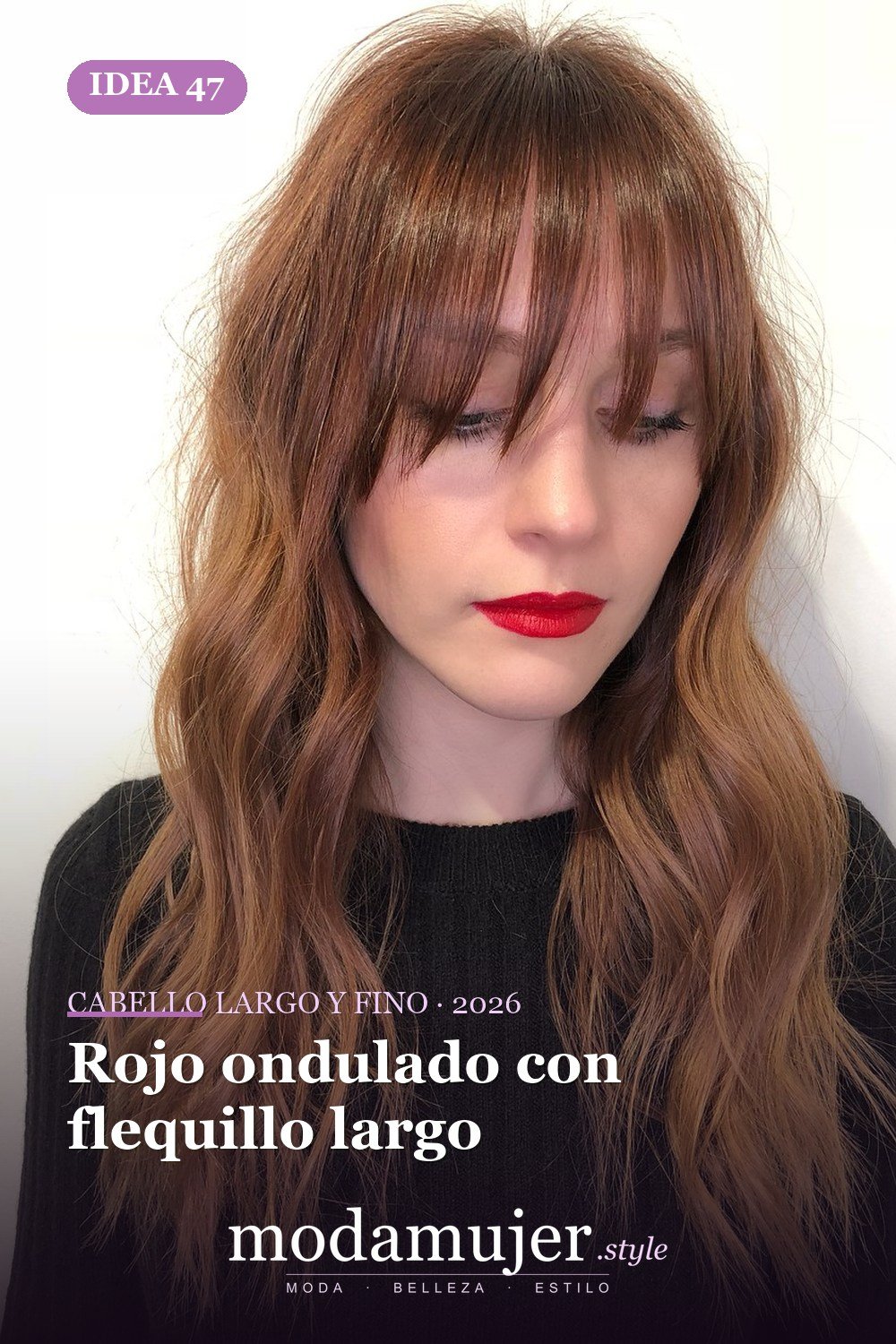 Rojo ondulado con flequillo largo