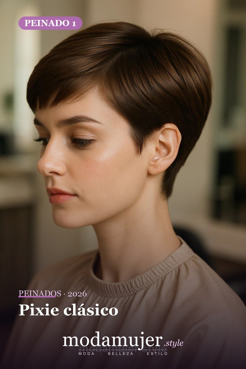 Pixie clásico — 30 cortes de pelo corto para mujer en 2026