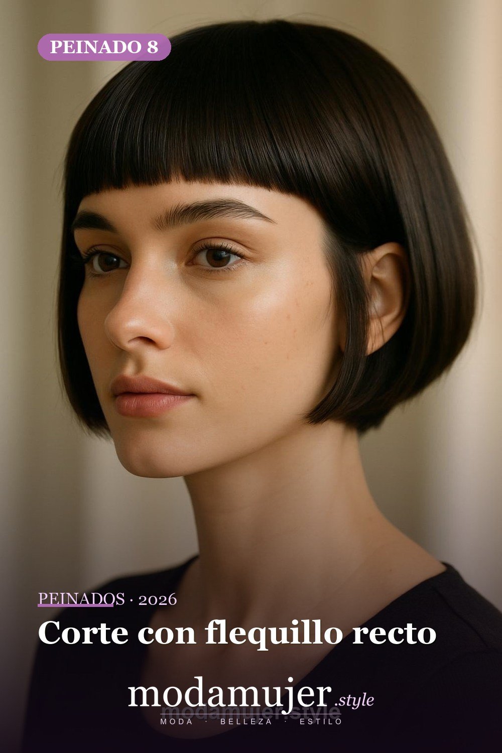 Corte con flequillo recto — 30 cortes de pelo corto para mujer en 2026