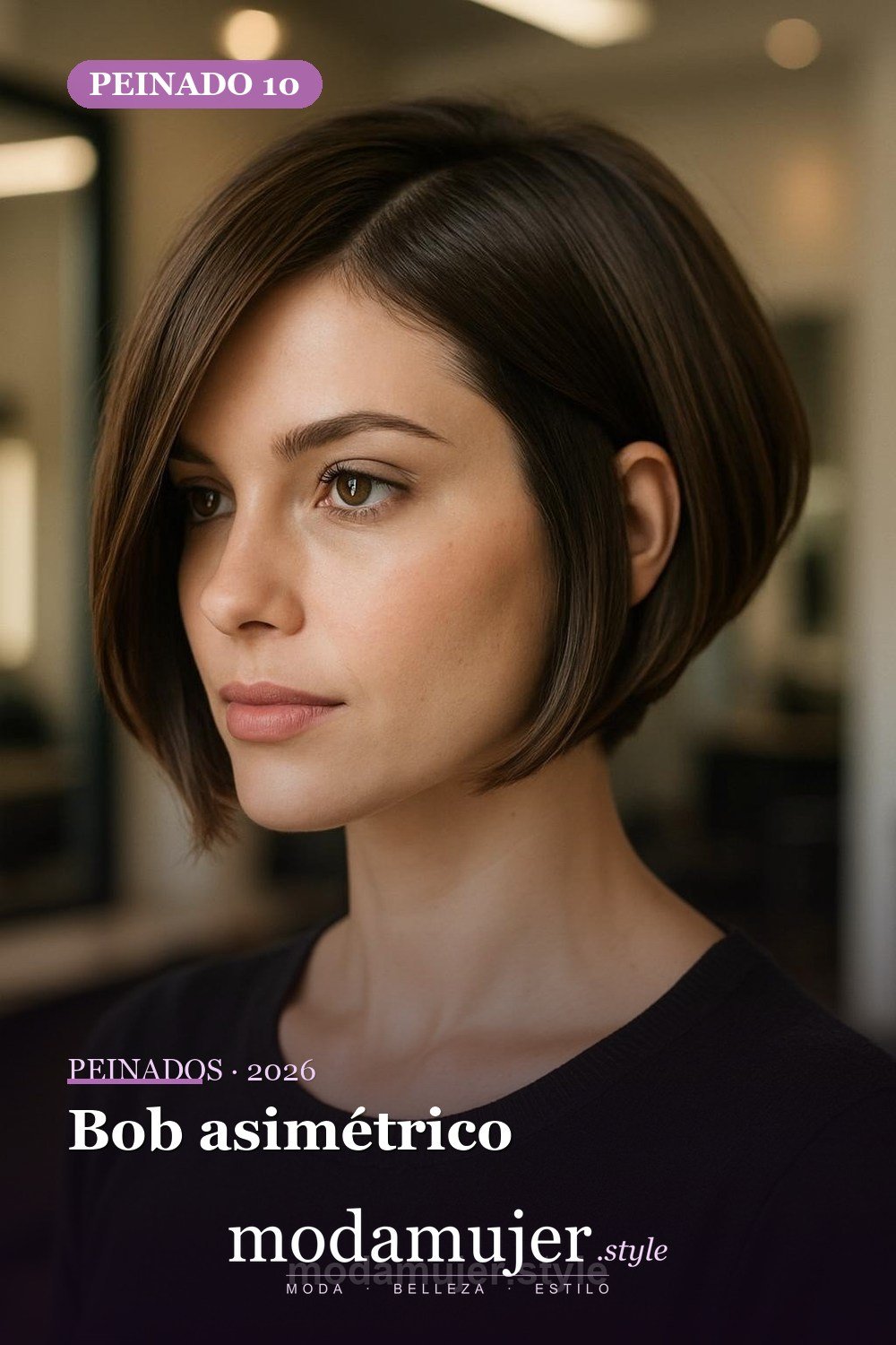 Bob asimétrico — 30 cortes de pelo corto para mujer en 2026