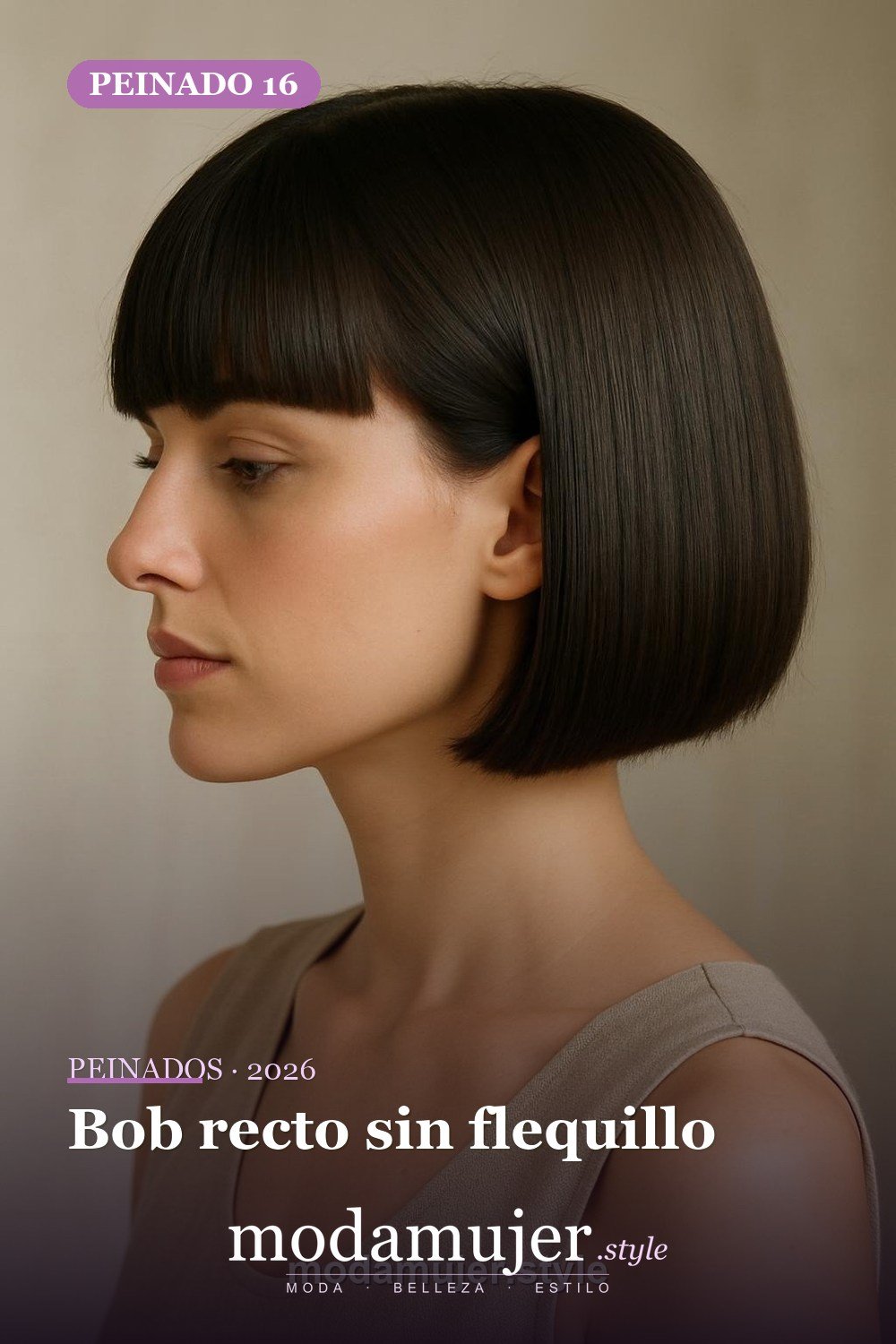 Bob recto sin flequillo — 30 cortes de pelo corto para mujer en 2026
