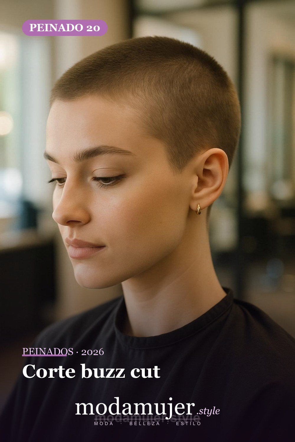 Corte buzz cut — 30 cortes de pelo corto para mujer en 2026