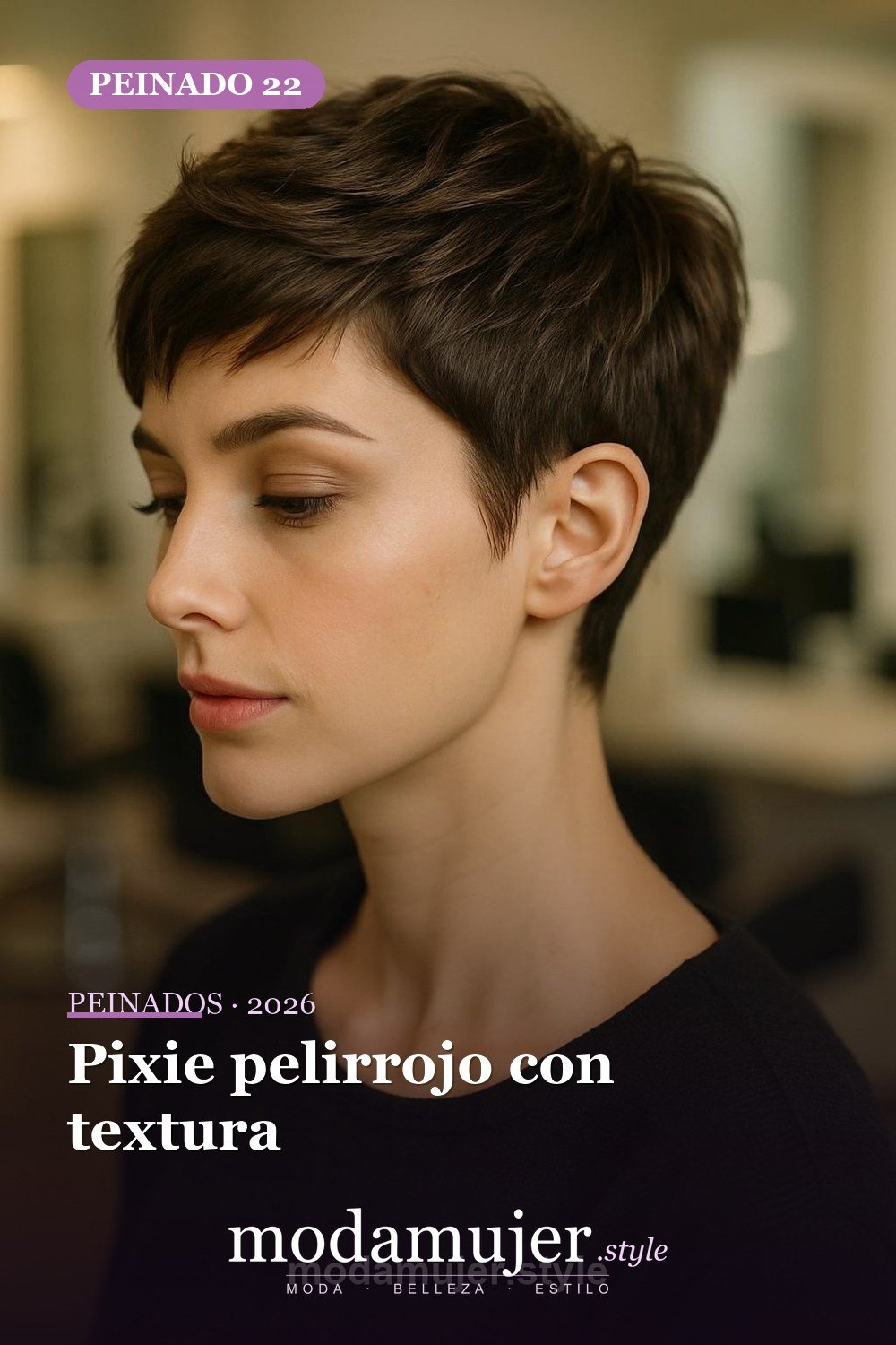 Pixie pelirrojo con textura — 30 cortes de pelo corto para mujer en 2026