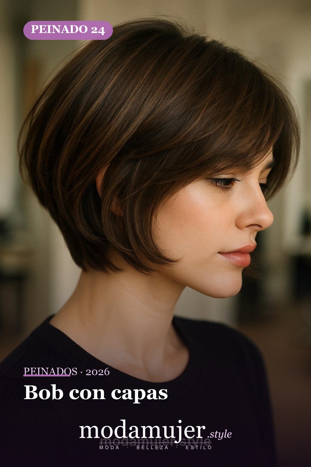 Bob con capas — 30 cortes de pelo corto para mujer en 2026