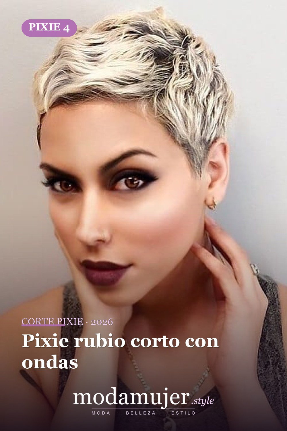 Pixie rubio corto con ondas — corte de pixie corto 2026