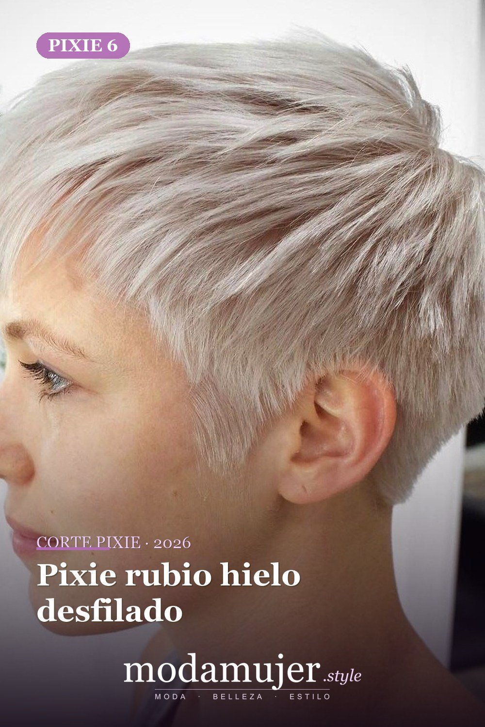 Pixie rubio hielo desfilado — corte de pixie corto 2026
