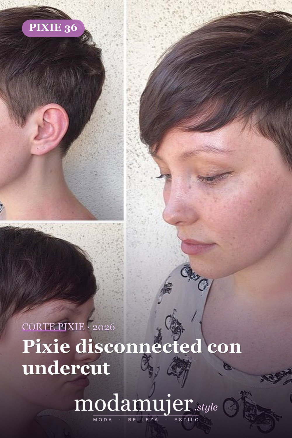 Pixie disconnected con undercut — corte de pixie corto 2026