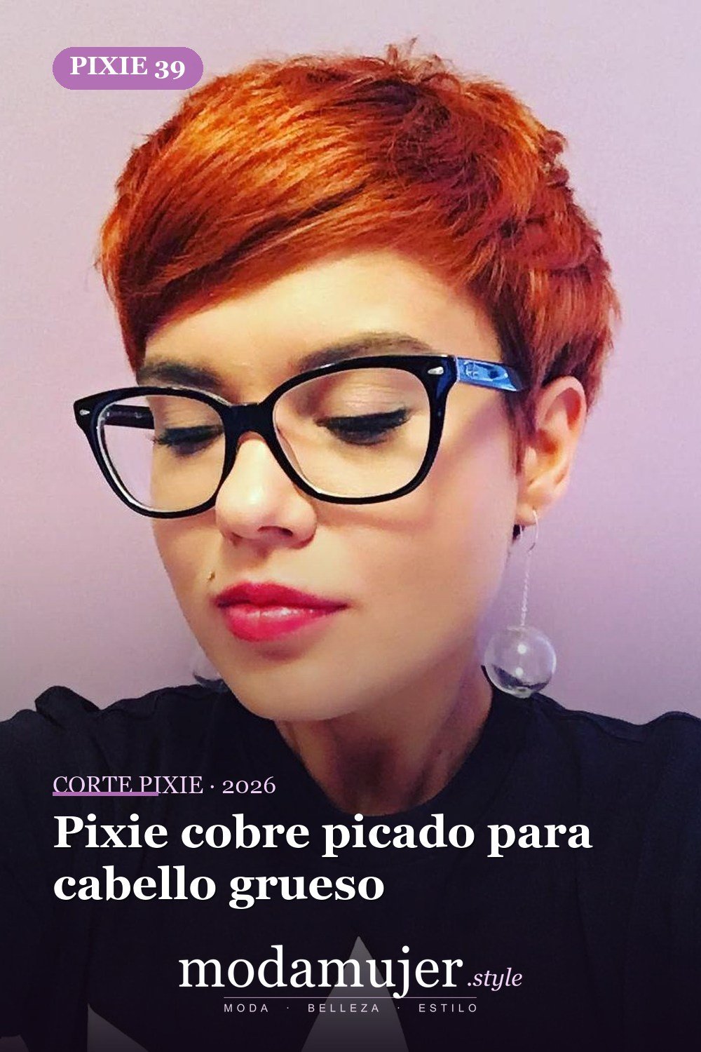 Pixie cobre picado para cabello grueso — corte de pixie corto 2026