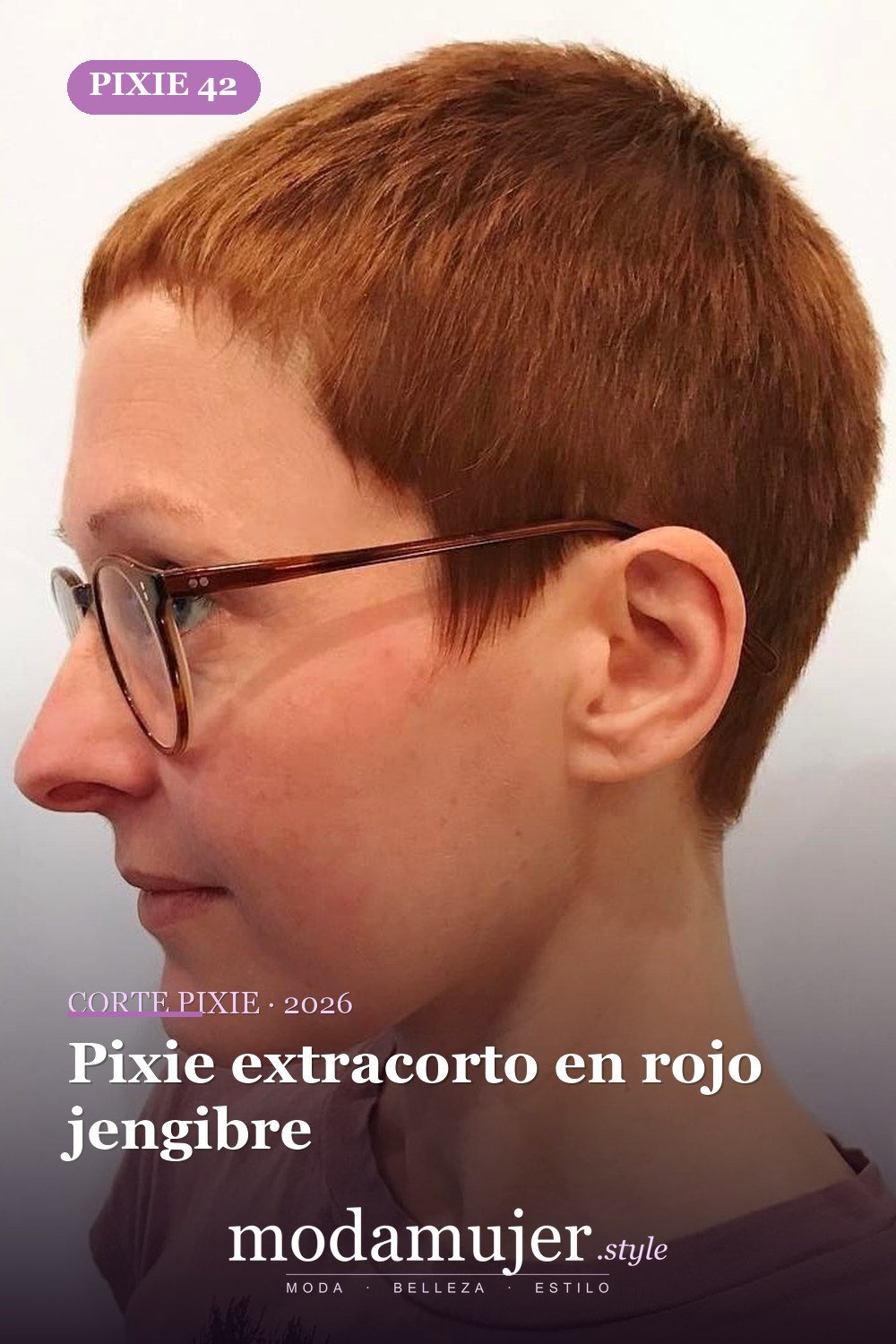 Pixie extracorto en rojo jengibre — corte de pixie corto 2026