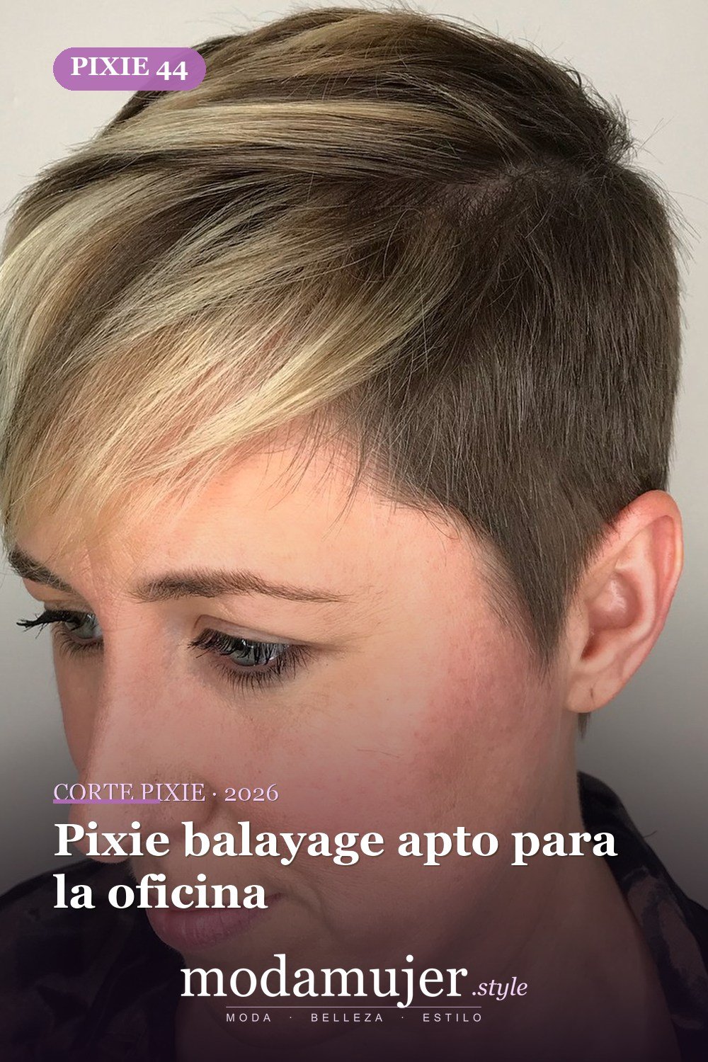 Pixie balayage apto para la oficina — corte de pixie corto 2026