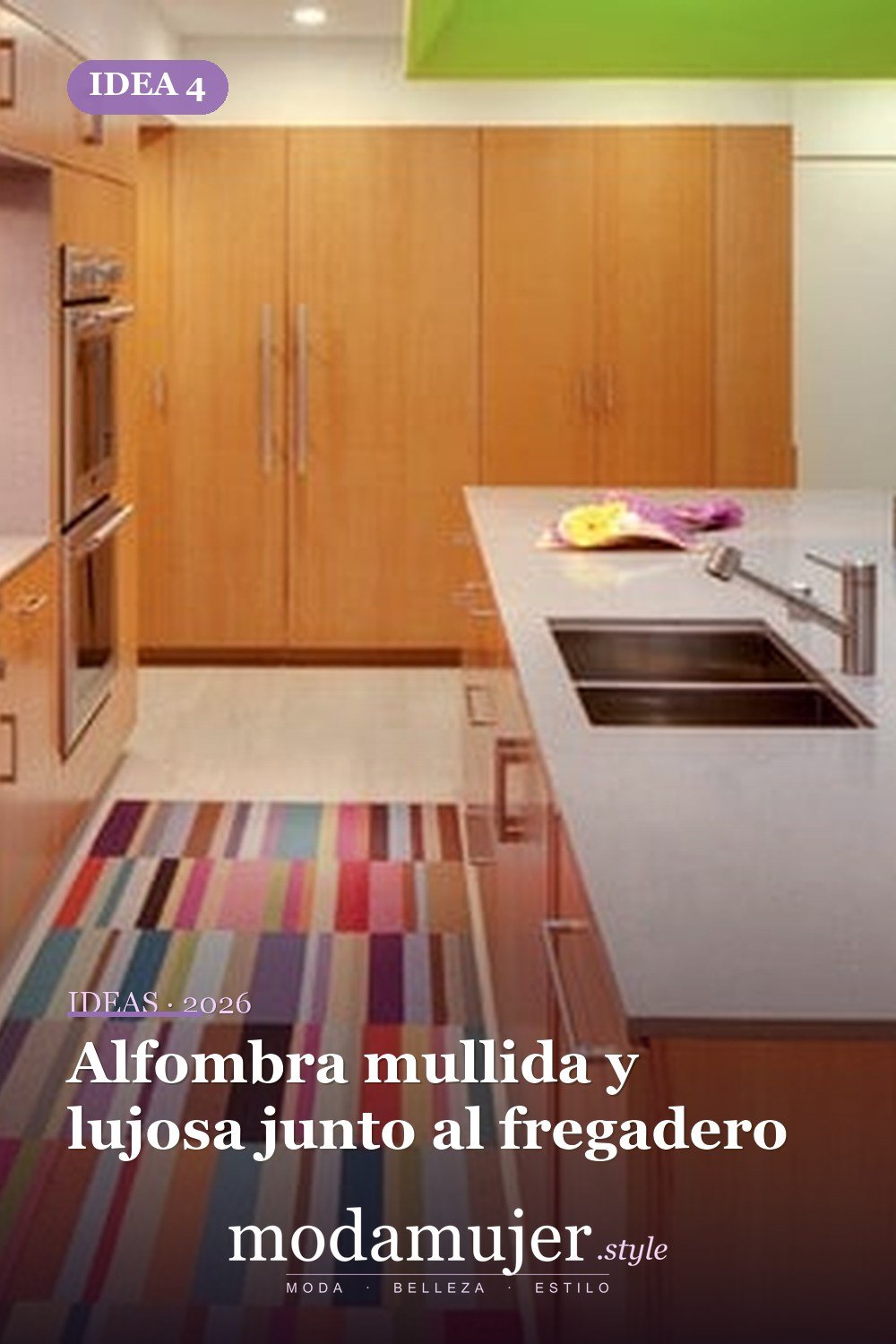 Alfombra mullida y lujosa junto al fregadero — Cree un poco de comodidad adicional con estas 40 alfombras de cocina