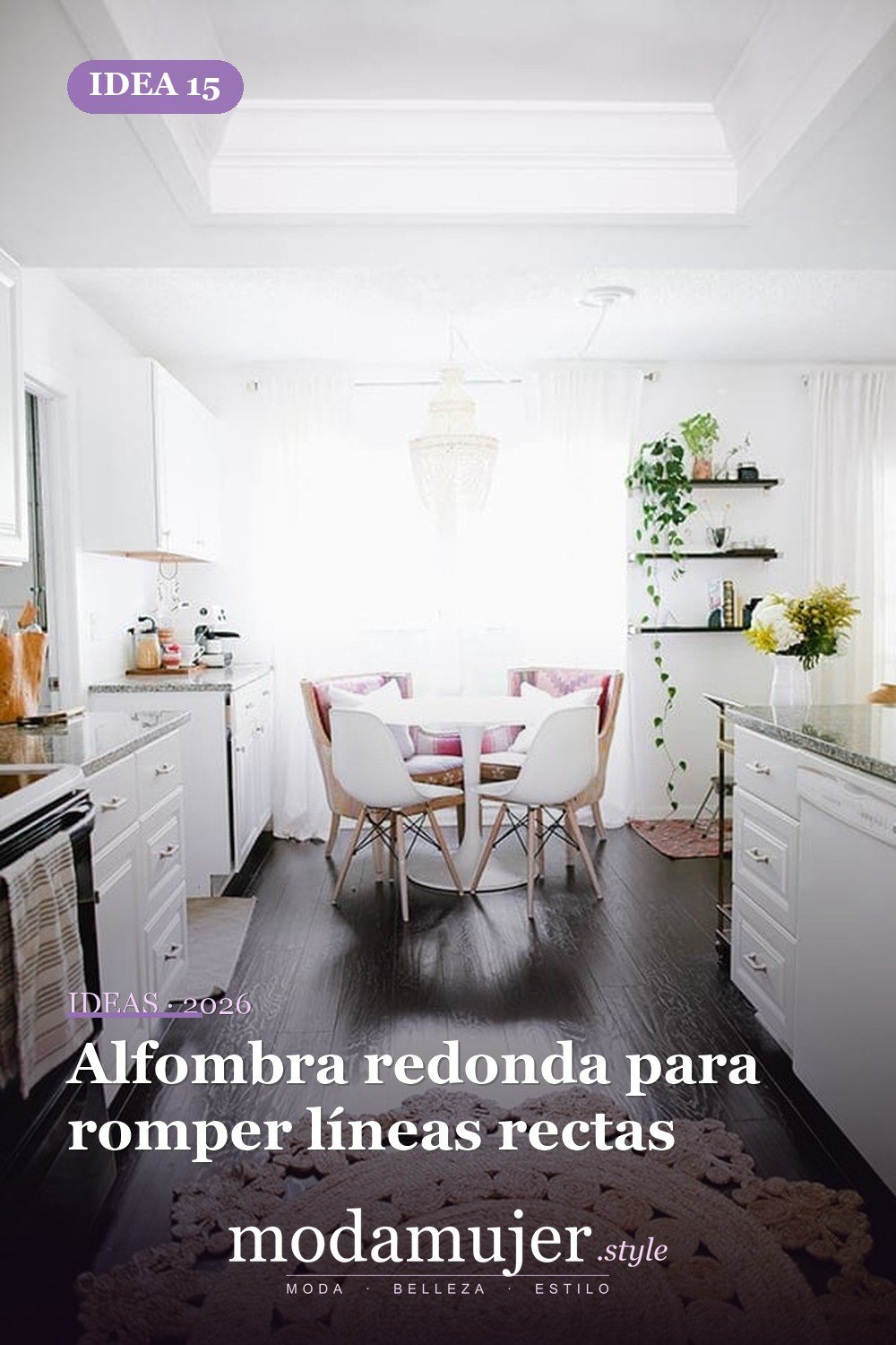 Alfombra redonda para romper líneas rectas — Cree un poco de comodidad adicional con estas 40 alfombras de cocina