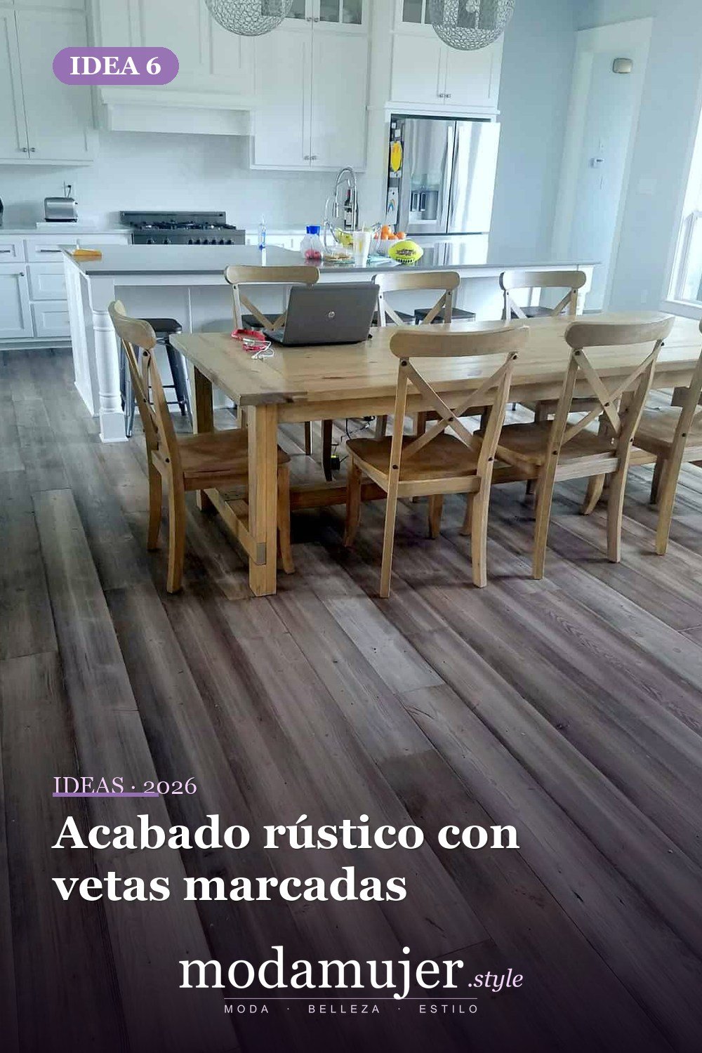 Acabado rústico con vetas marcadas — Diseños de pisos de madera que actualmente son tendencia