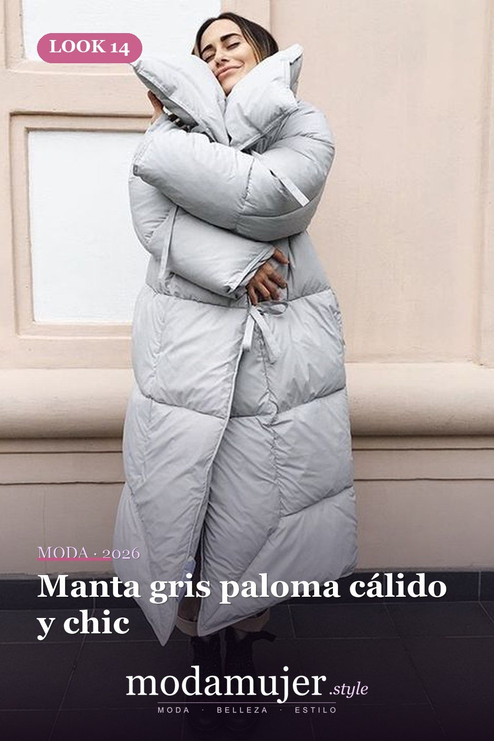 Manta gris paloma cálido y chic — Guía de abrigos acolchados: tipos y 23 ideas de looks 2026