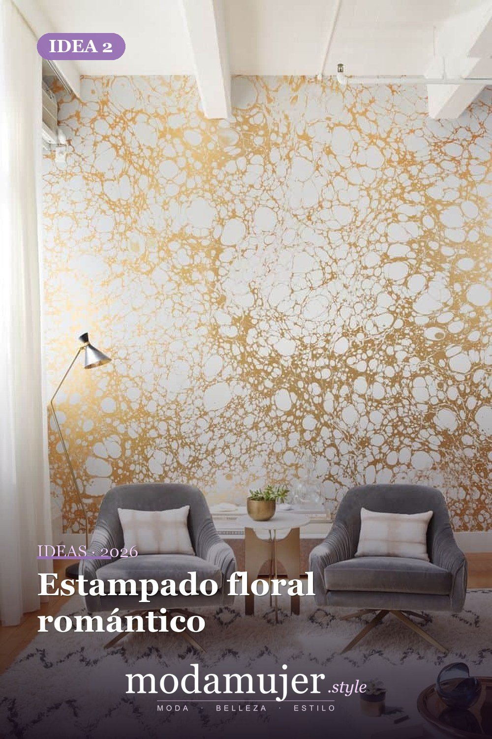 Estampado floral romántico — Ideas de papel tapiz de dormitorio para modernizar su dormitorio