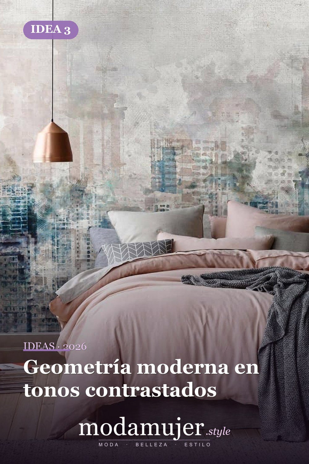 Geometría moderna en tonos contrastados — Ideas de papel tapiz de dormitorio para modernizar su dormitorio