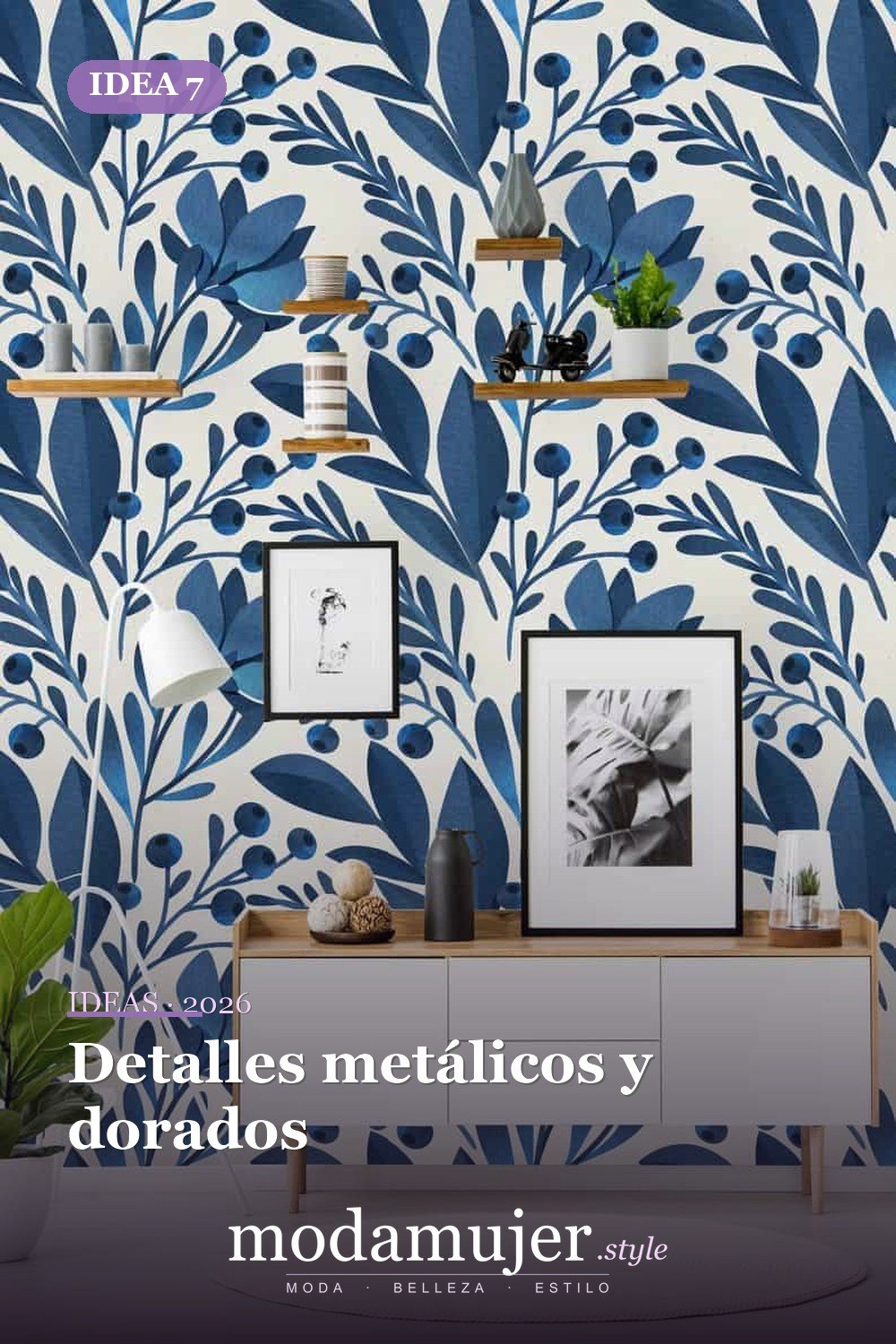 Detalles metálicos y dorados — Ideas de papel tapiz de dormitorio para modernizar su dormitorio