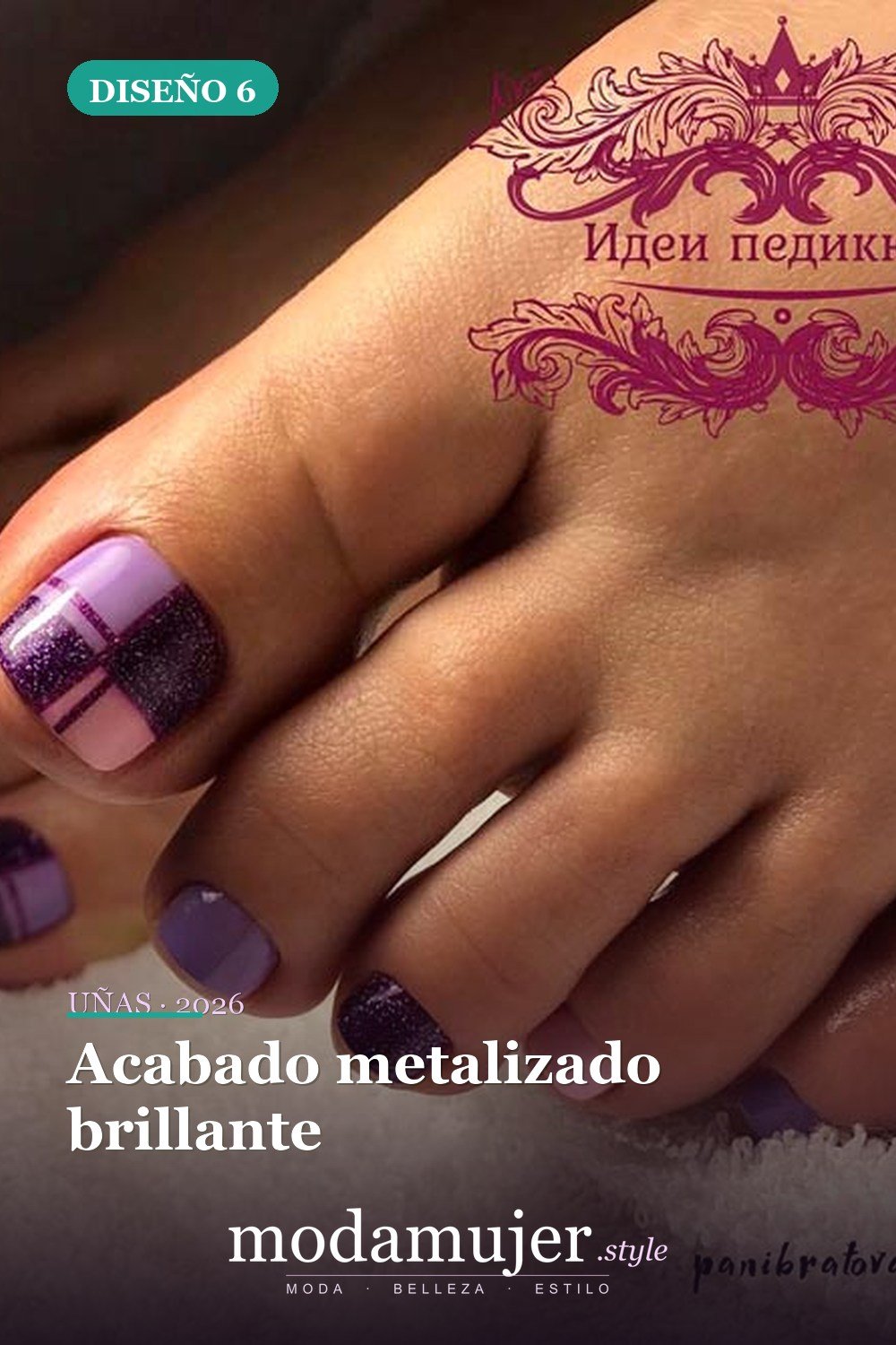 Acabado metalizado brillante — Ideas de pedicura para tus fabulosas uñas