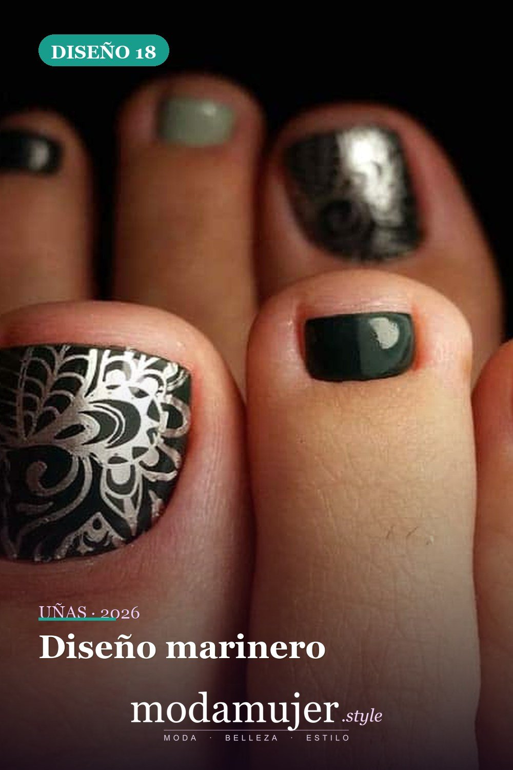 Diseño marinero — Ideas de pedicura para tus fabulosas uñas