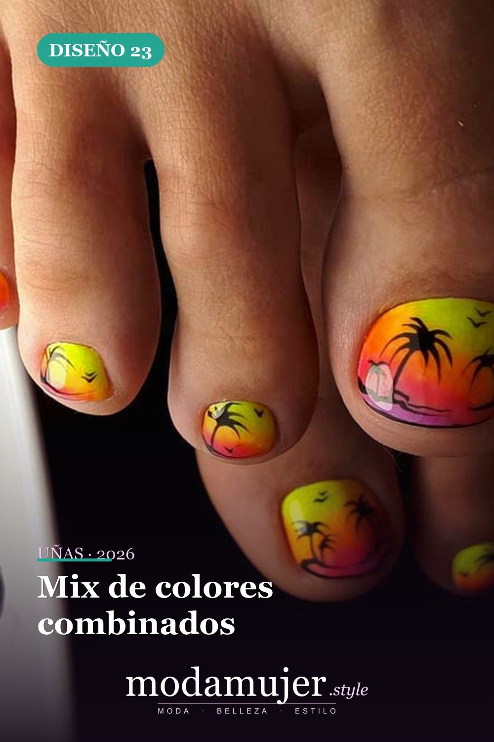 Mix de colores combinados — Ideas de pedicura para tus fabulosas uñas
