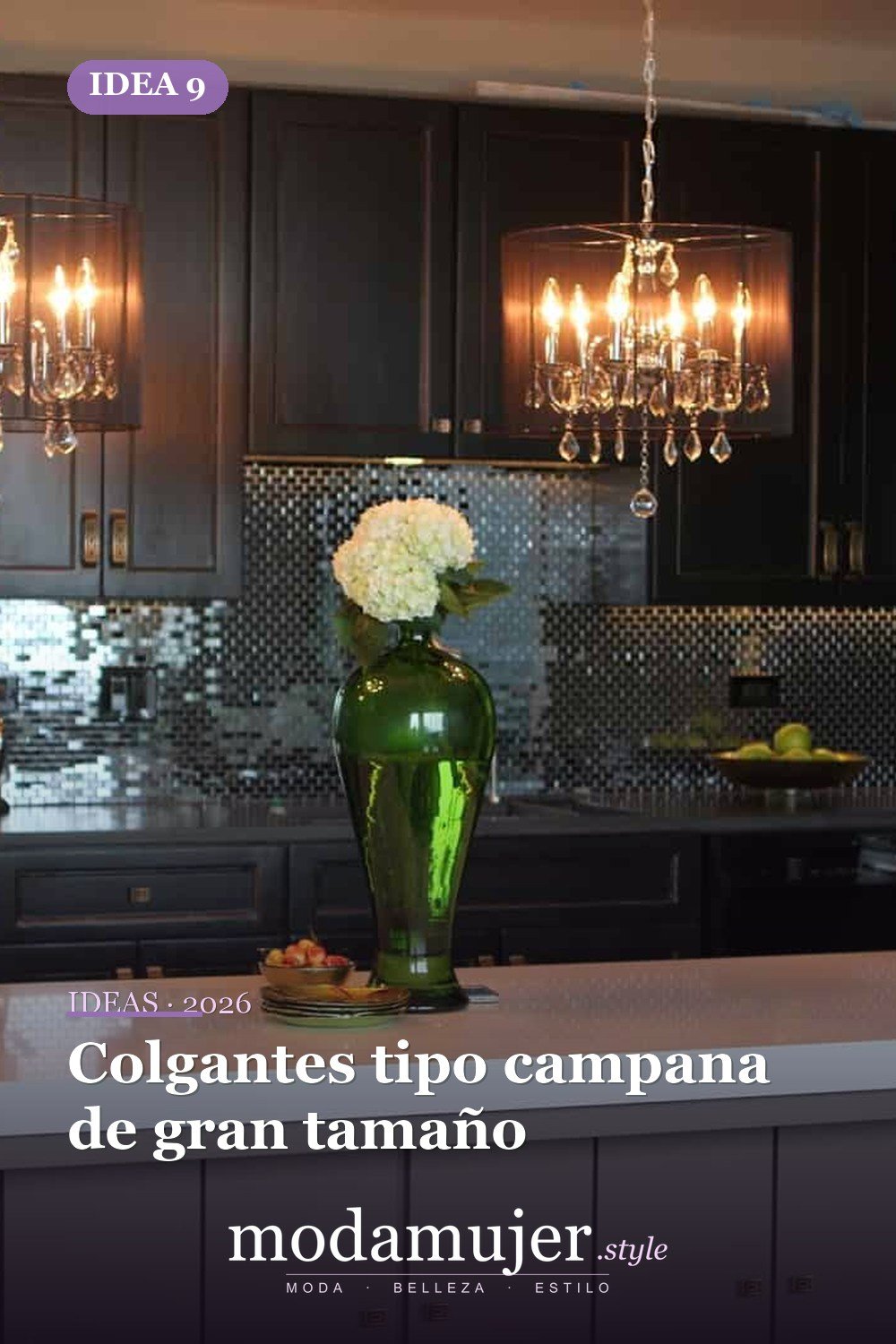 Colgantes tipo campana de gran tamaño — Lámparas de isla de cocina que cambian completamente su decoración Colgantes tipo campana de gran tamaño — Lámparas de isla de cocina que cambian completamente su decoración