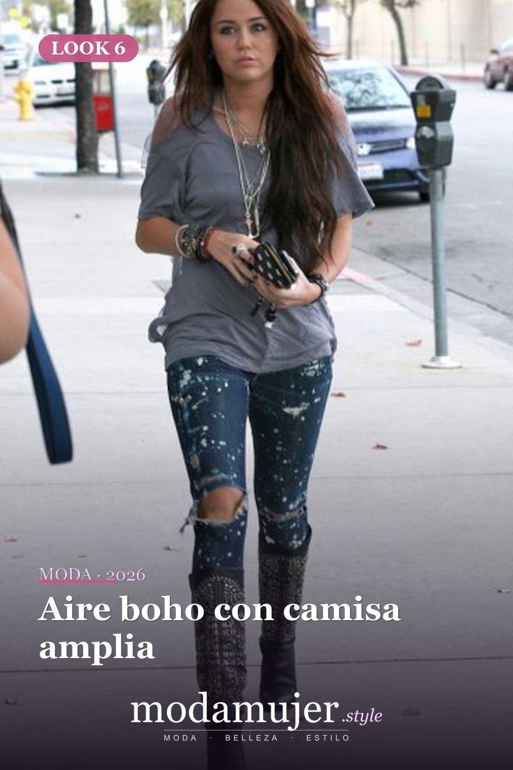 Aire boho con camisa amplia — Las mejores ideas de atuendos con jeans de salpicaduras de pintura Aire boho con camisa amplia — Las mejores ideas de atuendos con jeans de salpicaduras de pintura