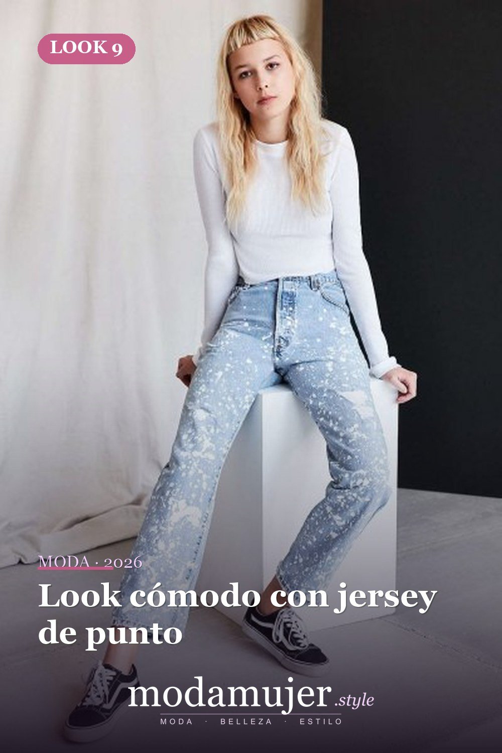 Look cómodo con jersey de punto — Las mejores ideas de atuendos con jeans de salpicaduras de pintura Look cómodo con jersey de punto — Las mejores ideas de atuendos con jeans de salpicaduras de pintura