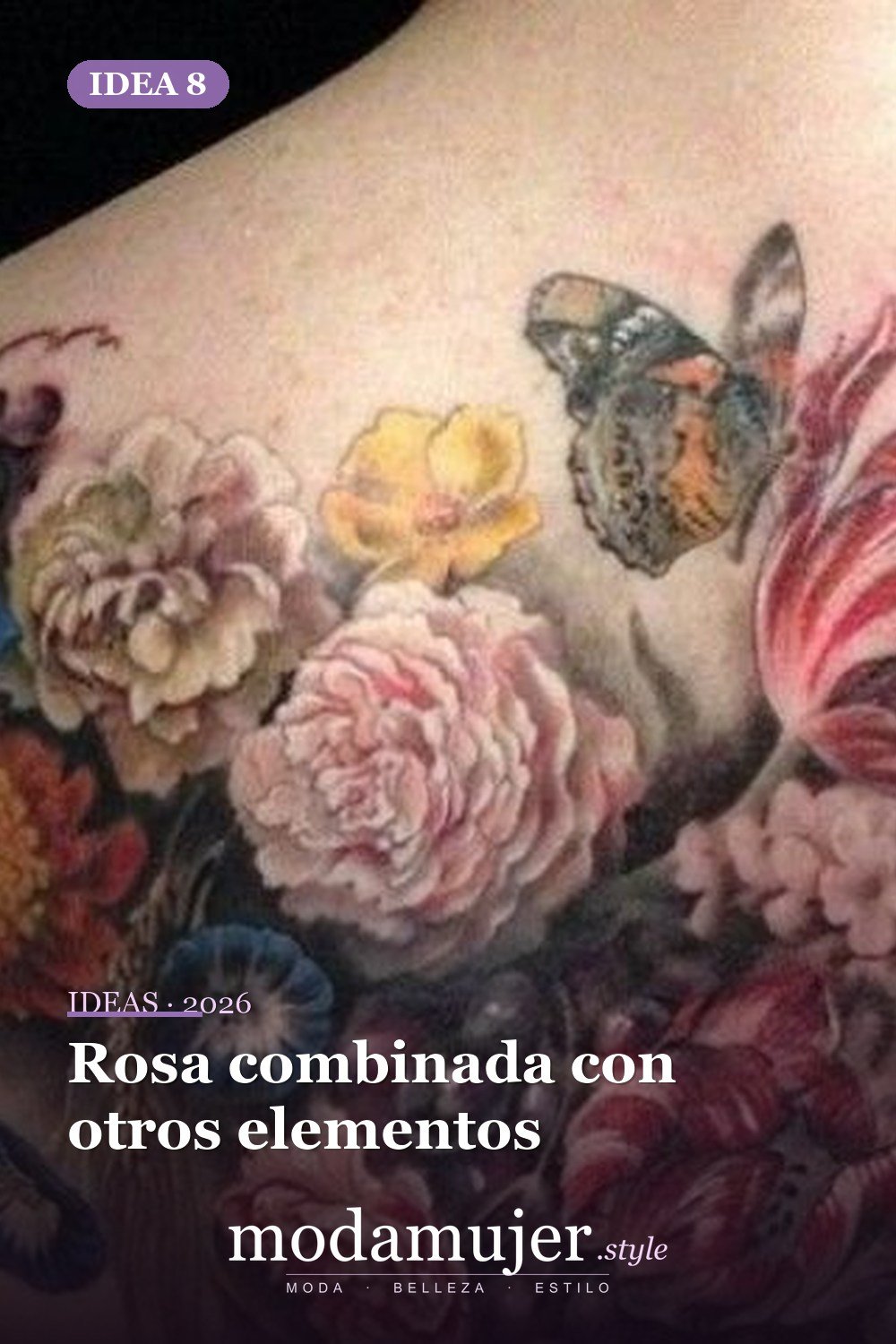 Rosa combinada con otros elementos — Las 10 mejores ideas de diseño de tatuajes de rosas y su significado para mujeres