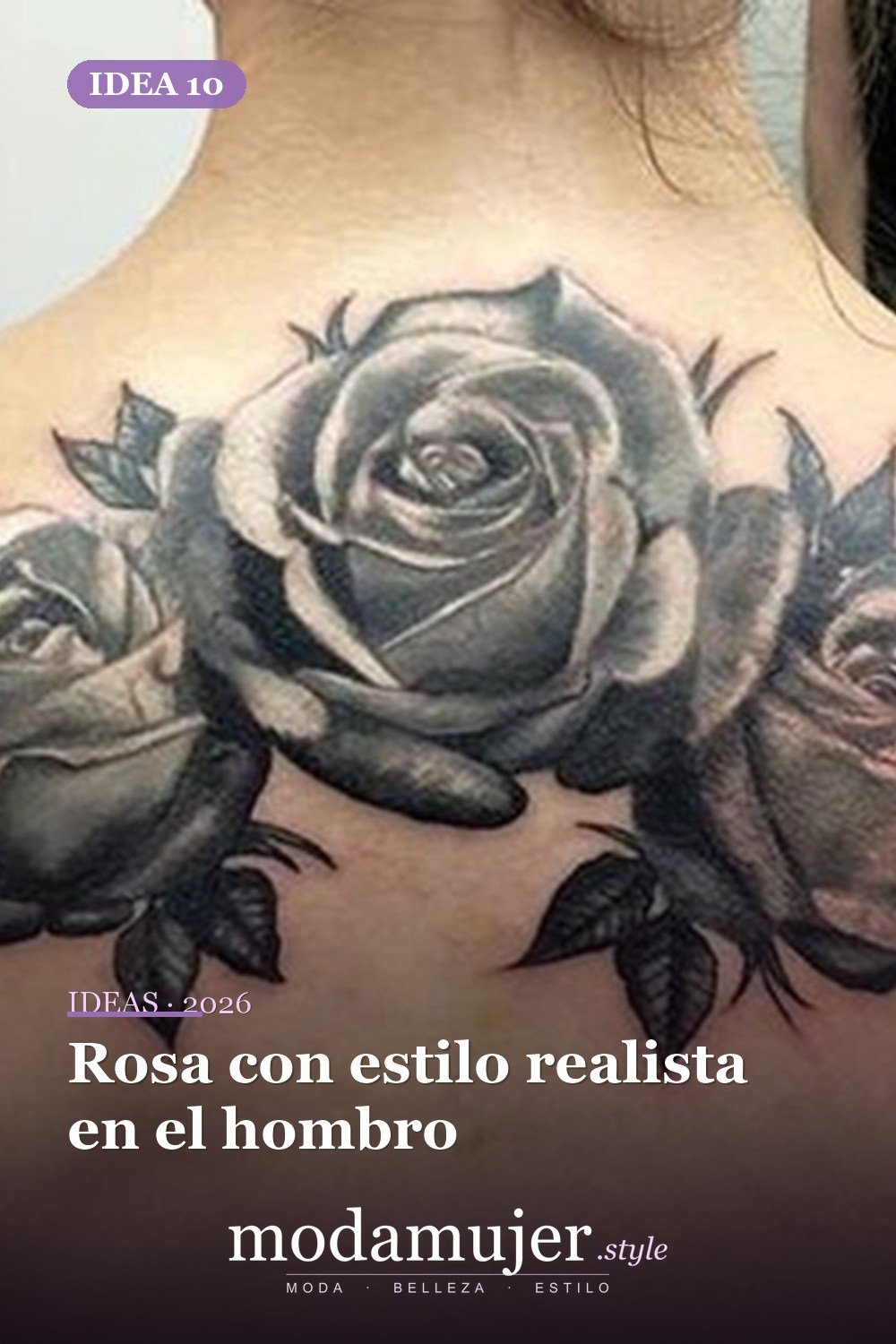 Rosa con estilo realista en el hombro — Las 10 mejores ideas de diseño de tatuajes de rosas y su significado para mujeres