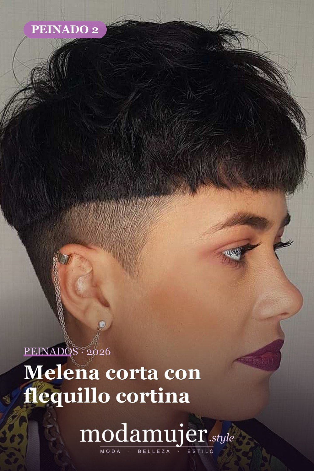 Melena corta con flequillo cortina — Las 30 ideas más modernas de cabello corto con flequillo para 2026