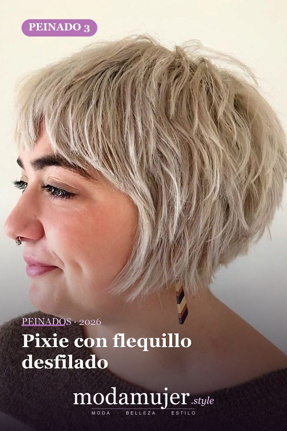 Pixie con flequillo desfilado — Las 30 ideas más modernas de cabello corto con flequillo para 2026