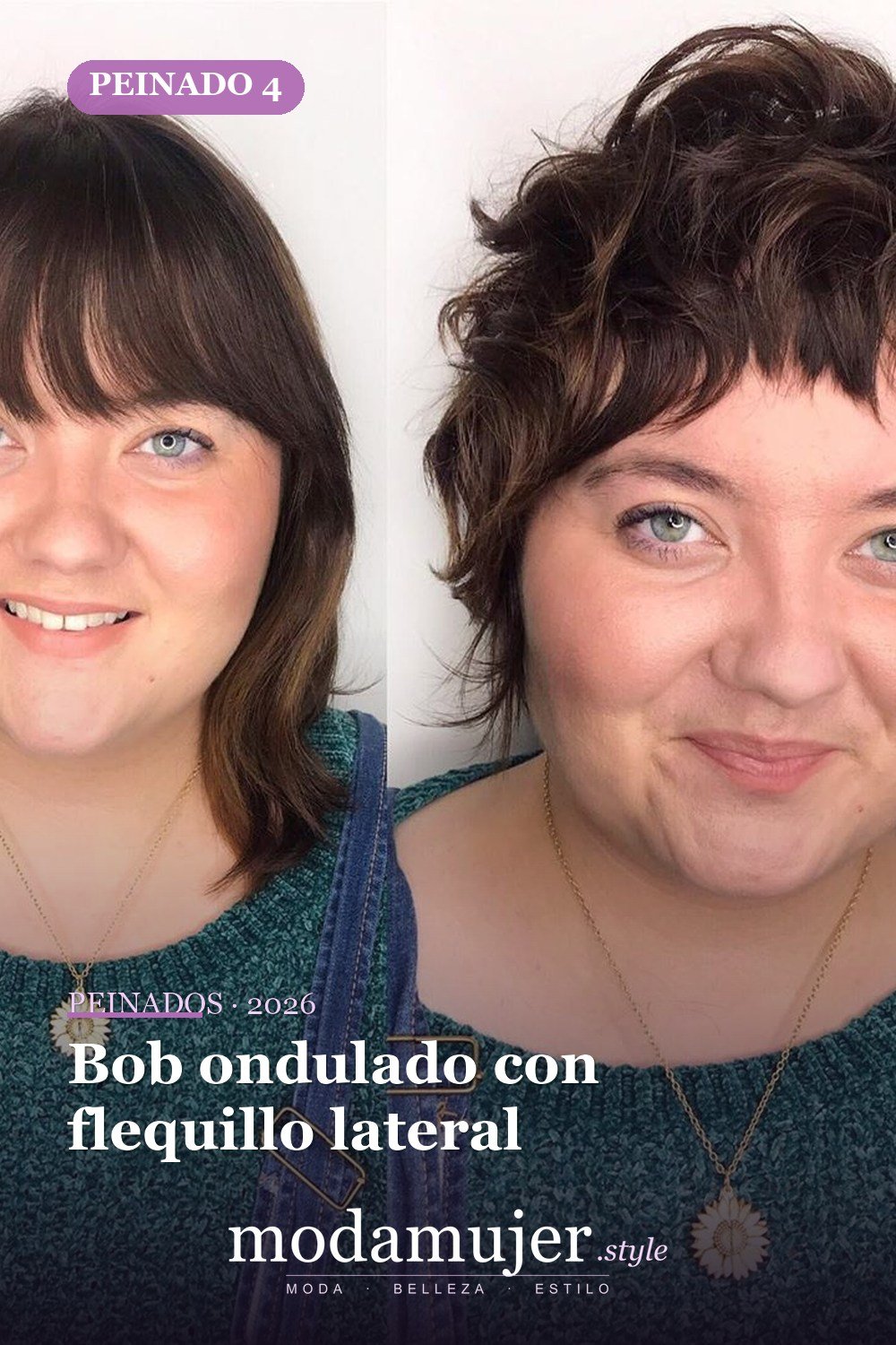 Bob ondulado con flequillo lateral — Las 30 ideas más modernas de cabello corto con flequillo para 2026