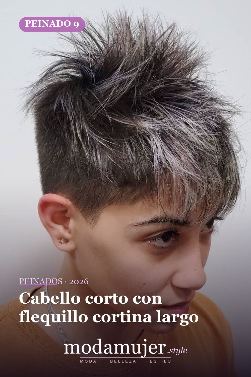 Cabello corto con flequillo cortina largo — Las 30 ideas más modernas de cabello corto con flequillo para 2026