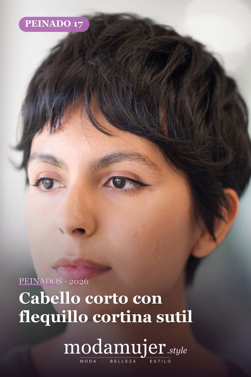 Cabello corto con flequillo cortina sutil — Las 30 ideas más modernas de cabello corto con flequillo para 2026
