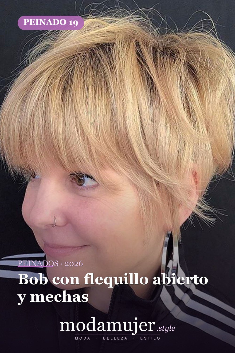 Bob con flequillo abierto y mechas — Las 30 ideas más modernas de cabello corto con flequillo para 2026