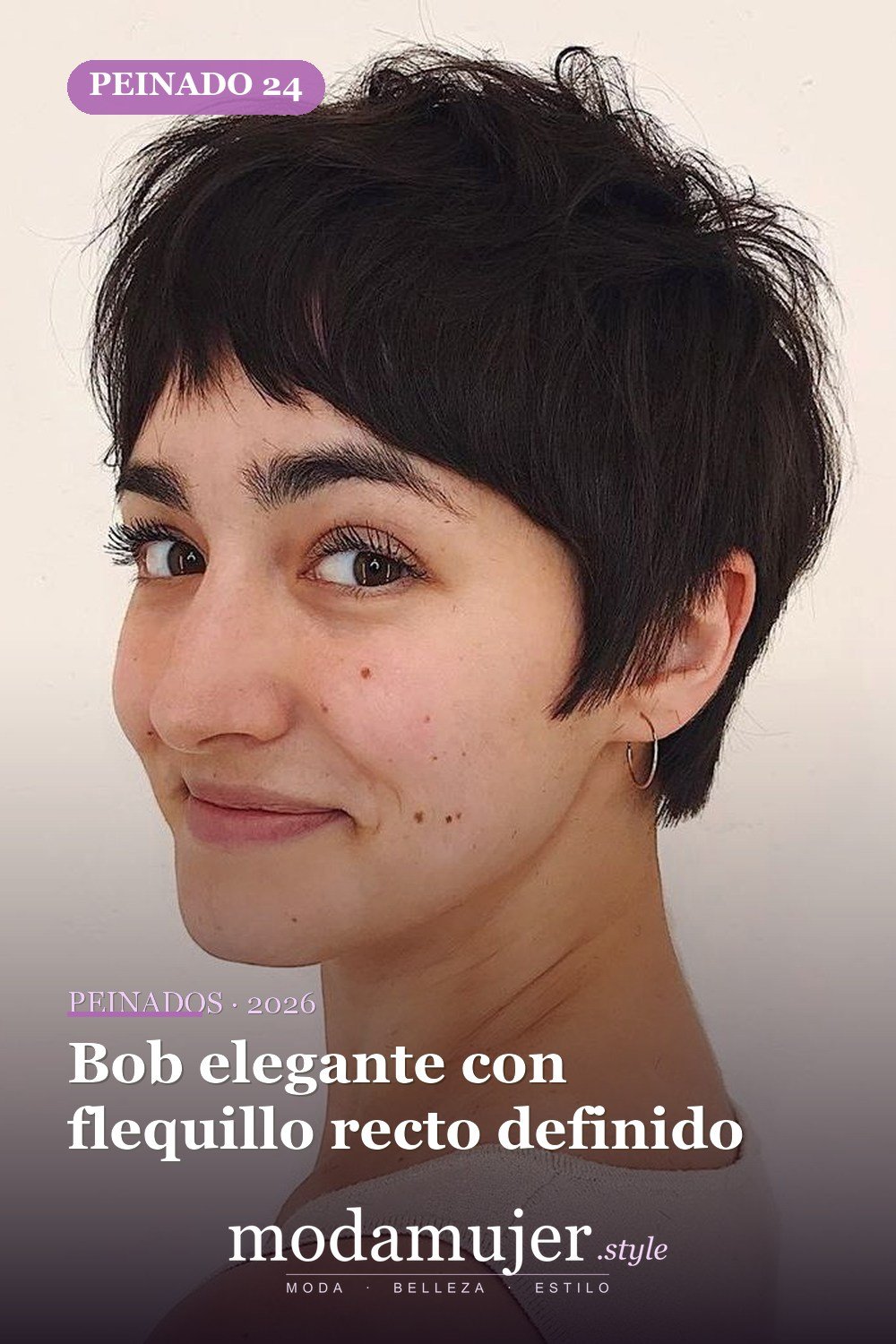 Bob elegante con flequillo recto definido — Las 30 ideas más modernas de cabello corto con flequillo para 2026