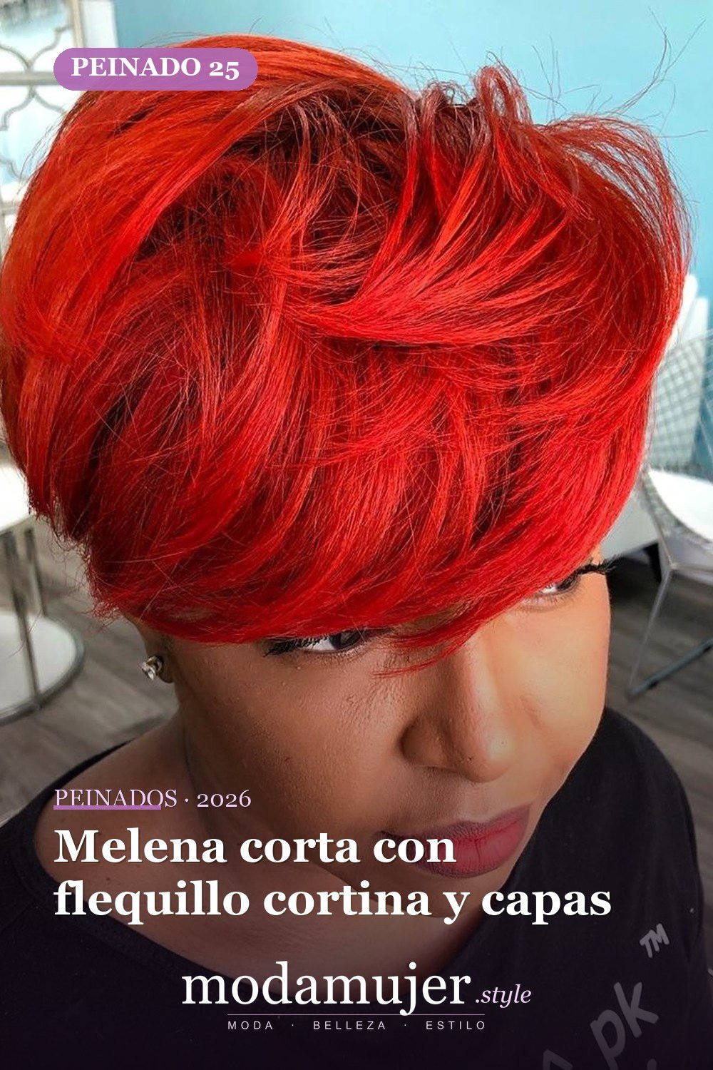 Melena corta con flequillo cortina y capas — Las 30 ideas más modernas de cabello corto con flequillo para 2026