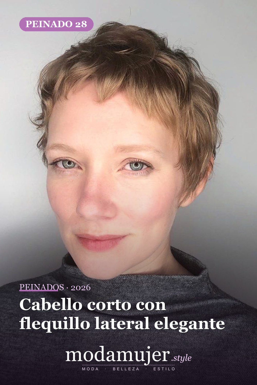 Cabello corto con flequillo lateral elegante — Las 30 ideas más modernas de cabello corto con flequillo para 2026