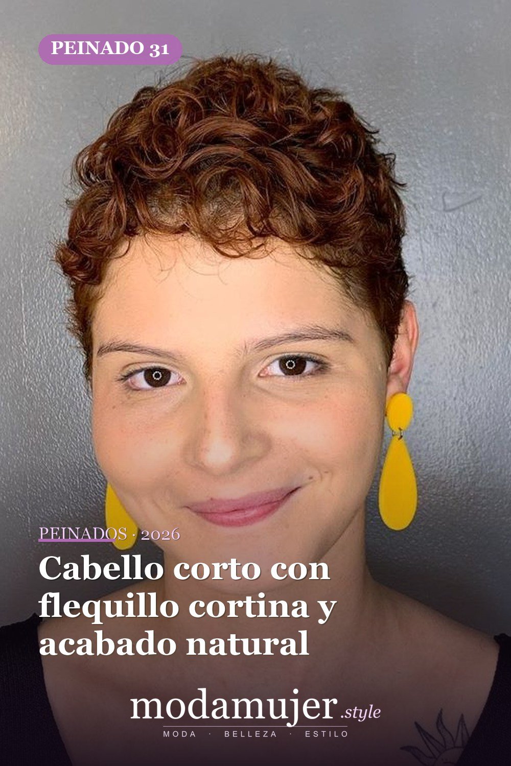 Cabello corto con flequillo cortina y acabado natural — Las 30 ideas más modernas de cabello corto con flequillo para 2026