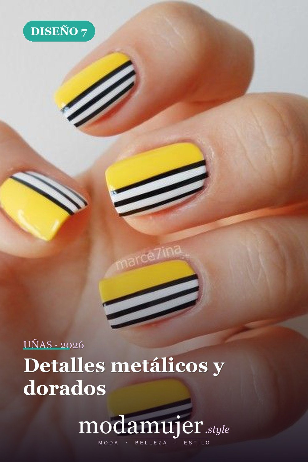Detalles metálicos y dorados — Las 7 tendencias de uñas más grandes del verano