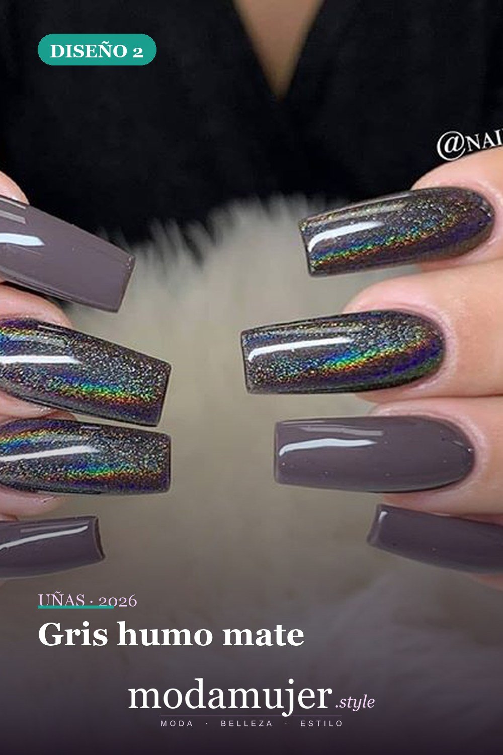 Gris humo mate — Las 85 mejores ideas grises para uñas que te encantarán