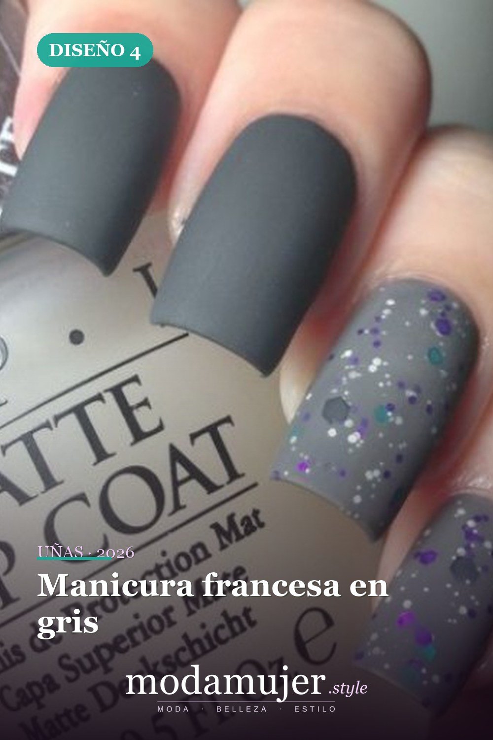 Manicura francesa en gris — Las 85 mejores ideas grises para uñas que te encantarán