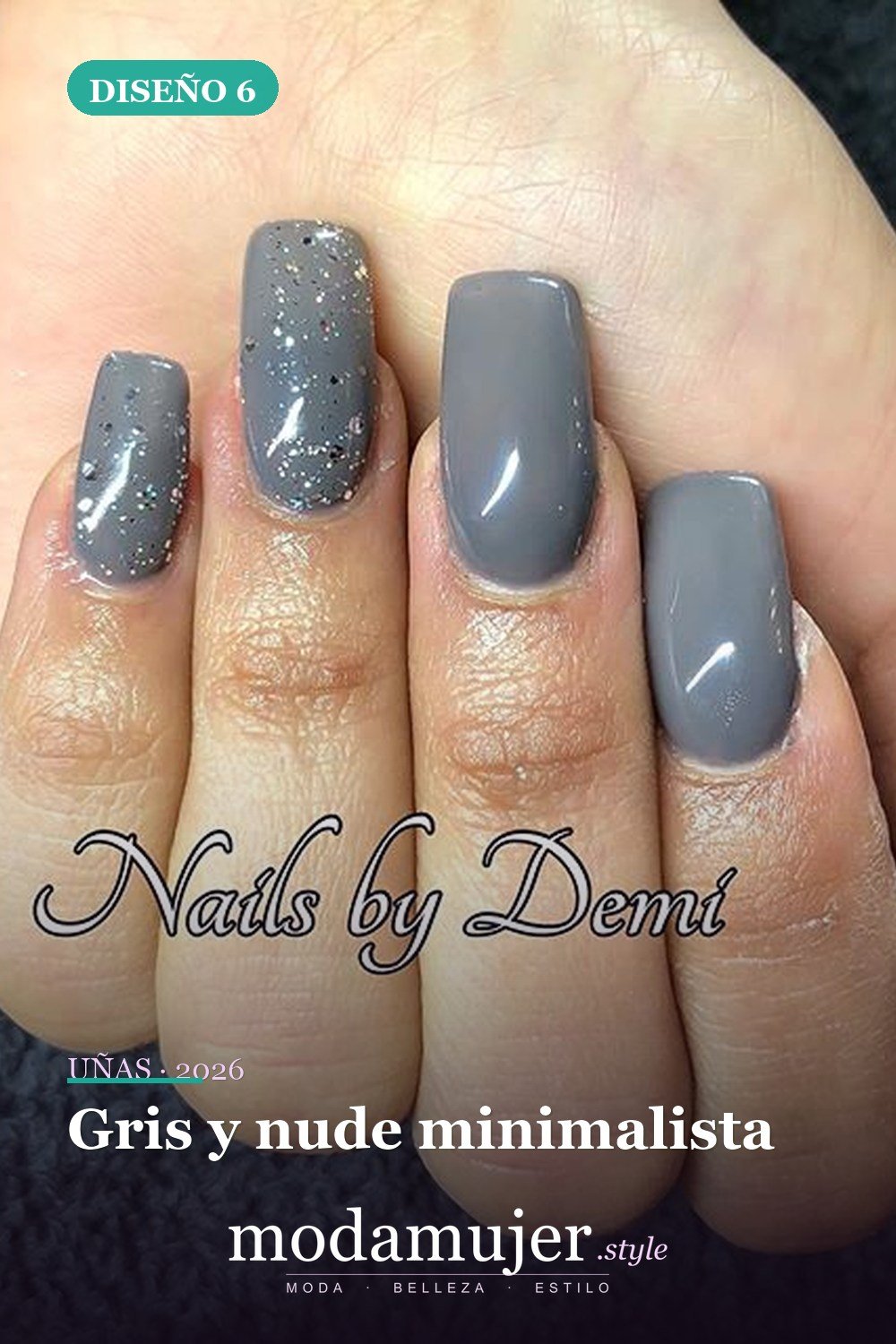 Gris y nude minimalista — Las 85 mejores ideas grises para uñas que te encantarán