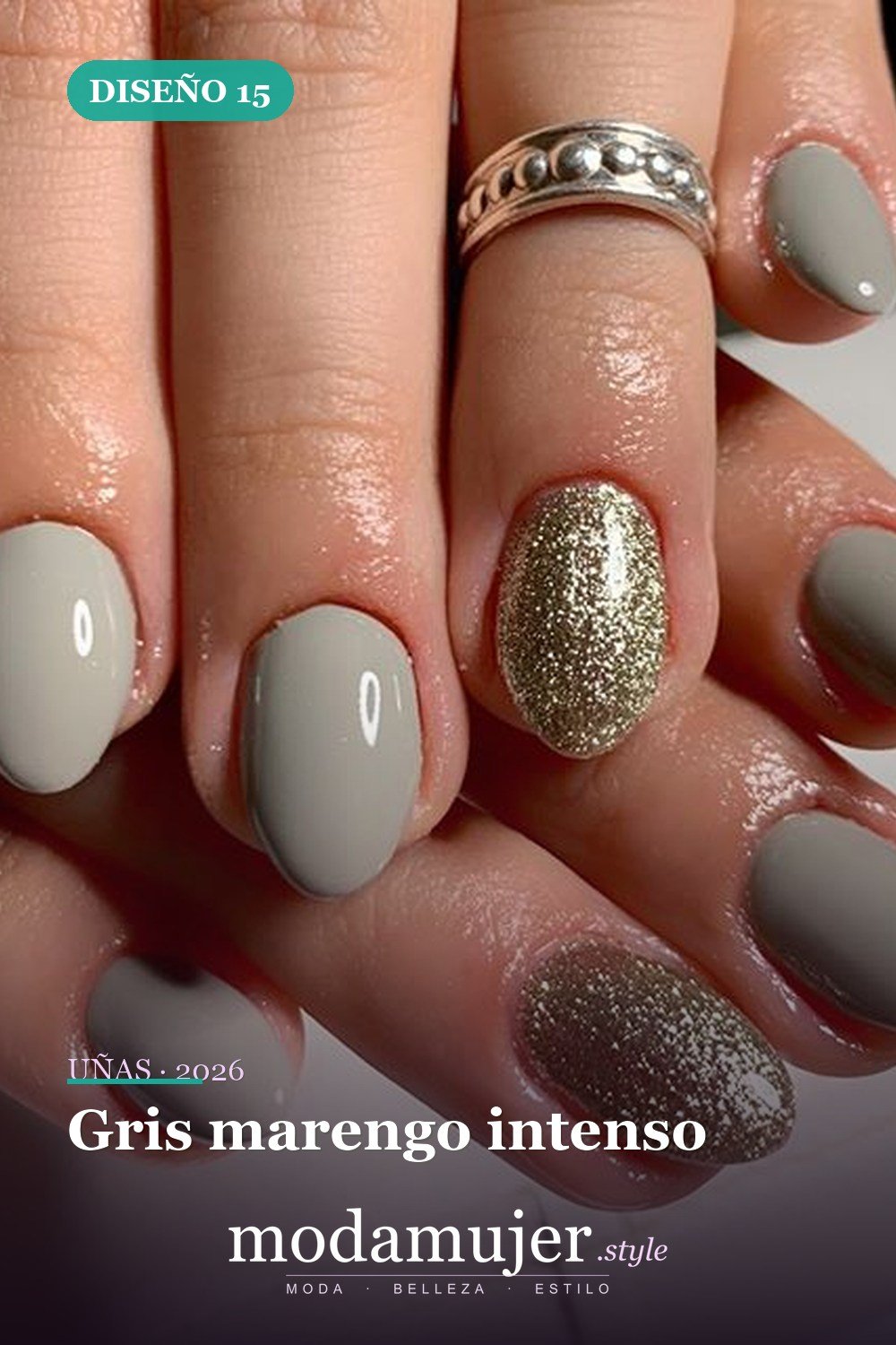 Gris marengo intenso — Las 85 mejores ideas grises para uñas que te encantarán
