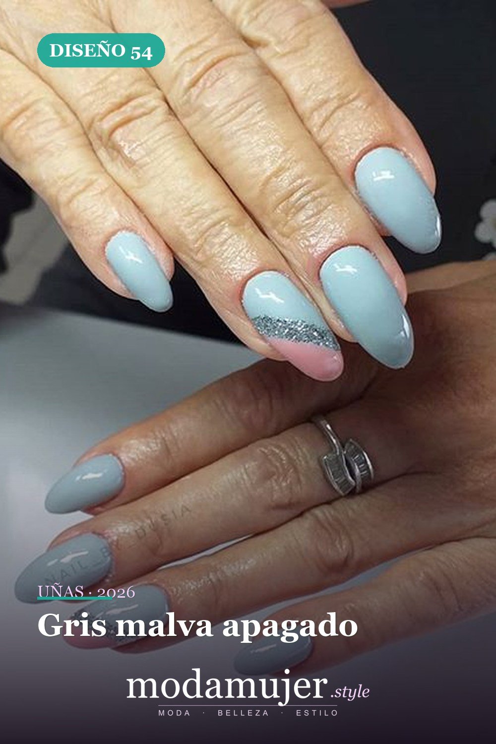 Gris malva apagado — Las 85 mejores ideas grises para uñas que te encantarán