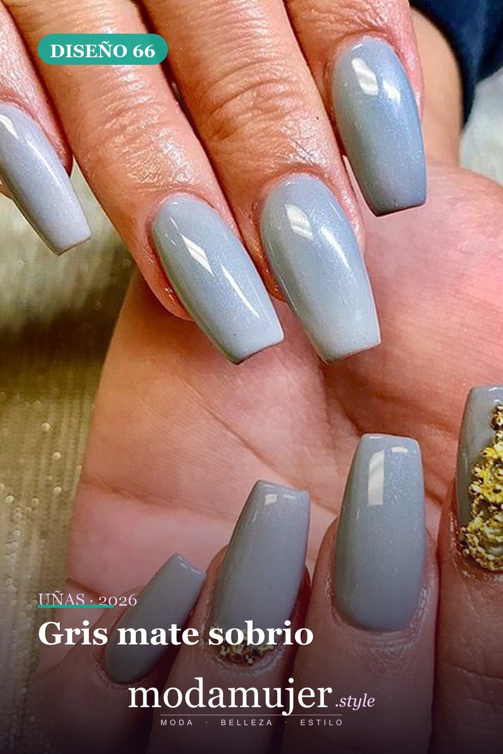 Gris mate sobrio — Las 85 mejores ideas grises para uñas que te encantarán