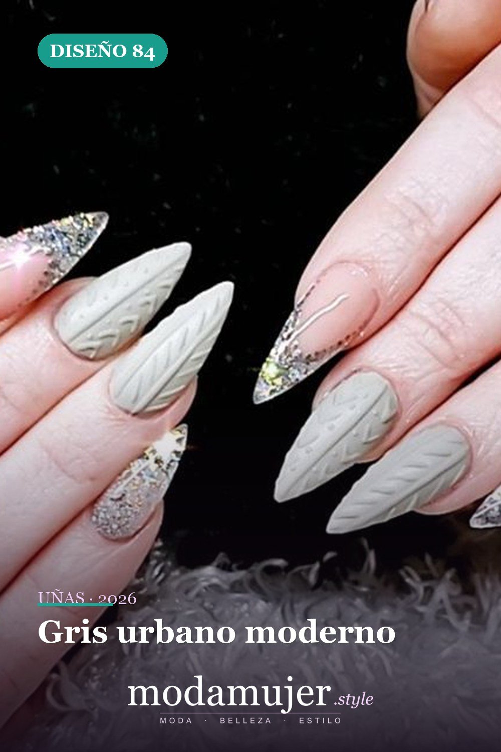 Gris urbano moderno — Las 85 mejores ideas grises para uñas que te encantarán