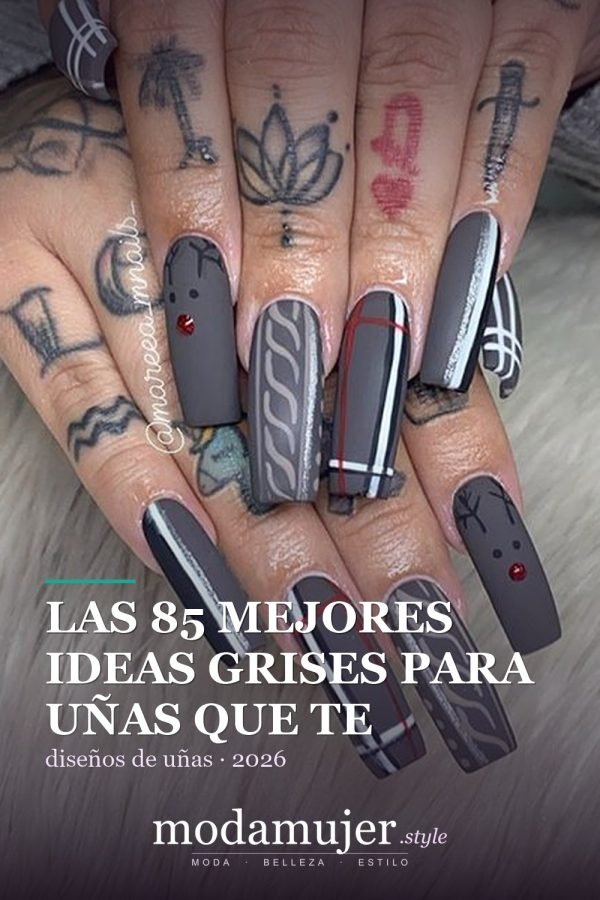Las 85 mejores ideas grises para uñas que te encantarán