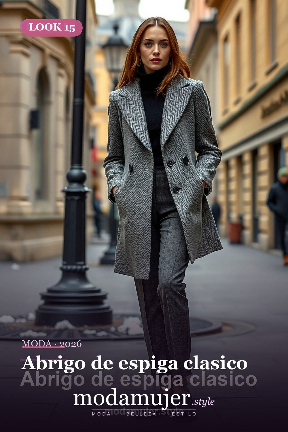 Abrigo de espiga clasico — 30 looks con abrigo para mujer en 2026: ideas de invierno